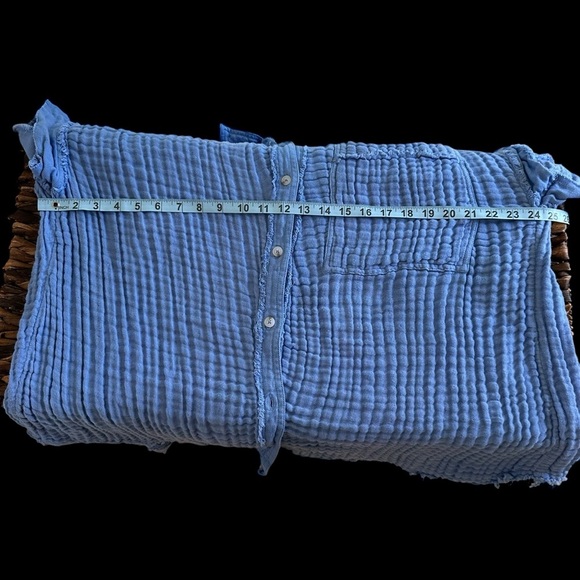 We The Free size XL Heat Waves Gauzy Button Up Shirt Purple Short Sleeves - Picture 3 of 5